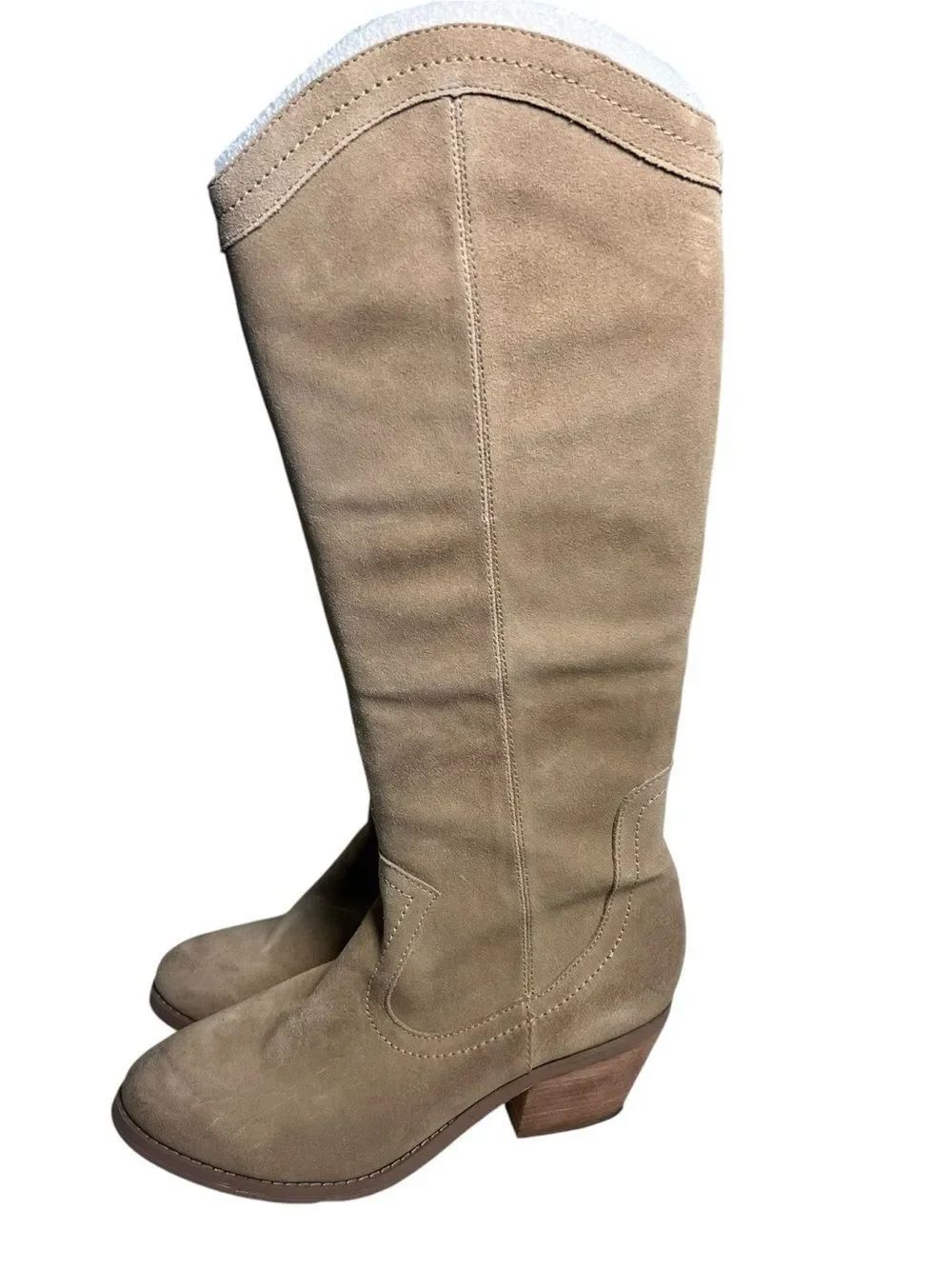 Seychelles Tan Suede Knee Leather Western Boho Leather Coastal Cowgirl Boots 8
